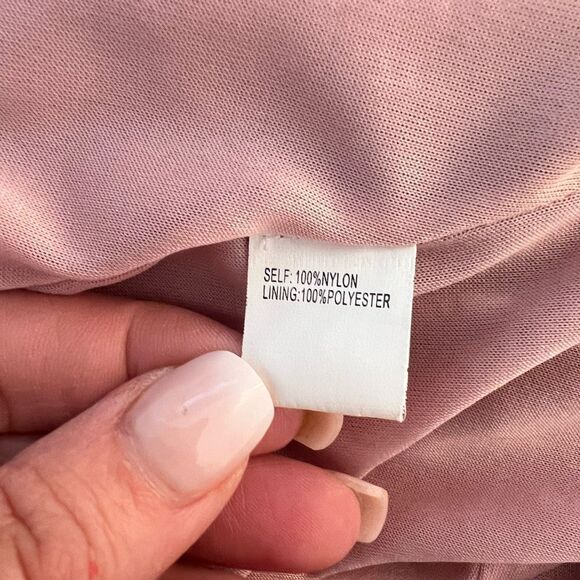 Kay Unger Dusty Pink Floral Short Sleeve Ruched Bodycon Dress Medium - Picture 9 of 11